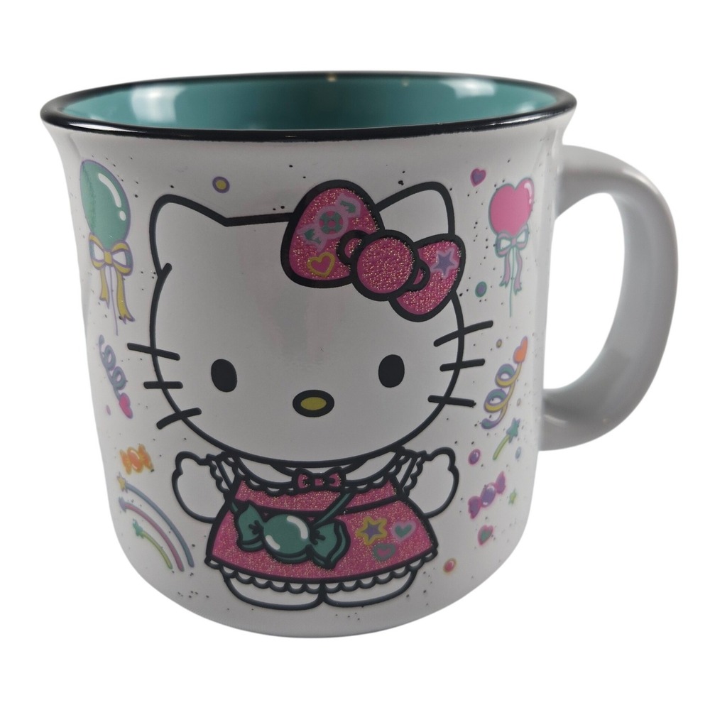 Hello Kitty Happy Birthday Mug 20 Oz Sanrio Silver Buffalo Glitter 2023